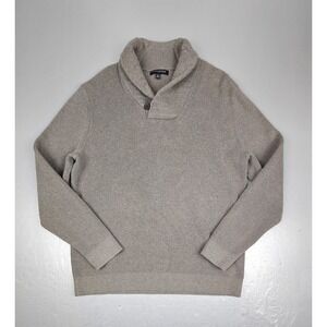 Banana Republic Sweater Mens XL Brown Shawl Collar Knit Casual Preppy‎ Button